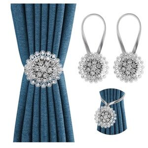 Elegant Silver Curtain Tiebacks with Silver Details set of 2